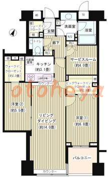 楽器可の賃貸物件 2 SLDK 31万円の図面１