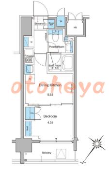 グランドピアノ可の賃貸物件 1 DK 14万円の図面１