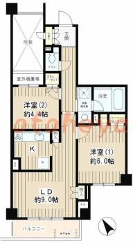 防音室のある楽器可 賃貸物件 2 LDK 17.5万円の図面１