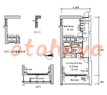 防音室のある楽器可 賃貸物件 1 LDK 27万円の図面１