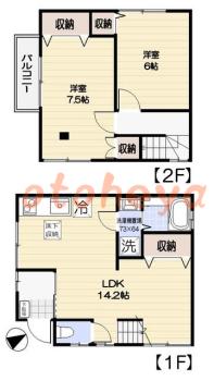 楽器可の賃貸物件 2 LDK 9.9万円の図面１