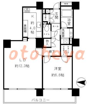 楽器可の賃貸物件 1 LDK 25.2万円の図面１