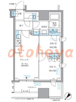 防音室のある楽器可 賃貸物件 2 DK 27万円の図面１