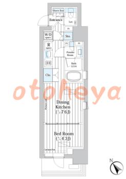防音室のある楽器可 賃貸物件 1 DK 16.2万円の図面１