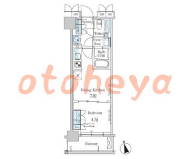 防音室のある楽器可 賃貸物件 1 DK 17.9万円の図面１