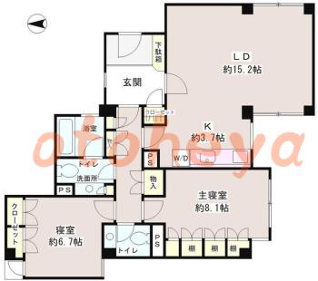 防音室のある楽器可 賃貸物件 2 LDK 29万円の図面１