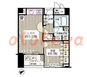 グランドピアノ可の賃貸物件 1 LDK 16.3万円の図面１