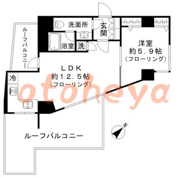 グランドピアノ可の賃貸物件 1 LDK 23.82万円の図面１