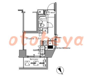 楽器可の賃貸物件 1 R 9万円の図面１