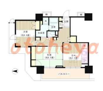 楽器可の賃貸物件 2 DK 19.6万円の図面１