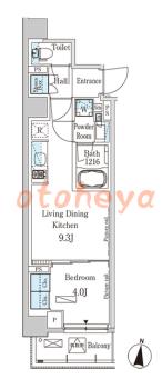 楽器可の賃貸物件 1 LDK 14.9万円の図面１